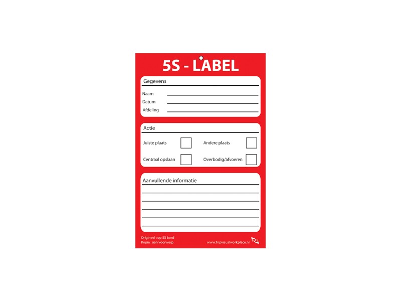 Chirurgie Nautisch modder 5S labels (5S tags) - Visual Workplace B.V.